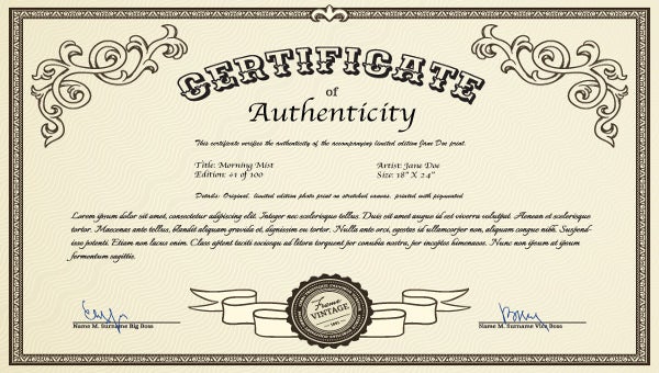 What is a Certificate of Authenticity?