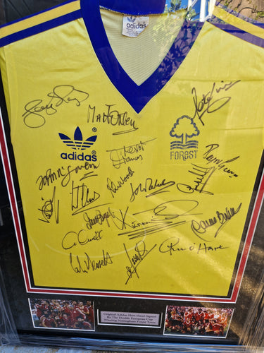 Orginal adidas 1978 shirt signed by Nottingham Forest Europeam cup winners