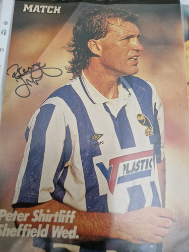 Signed Peter Shirtliff Sheffield Wednesday magazine pullout