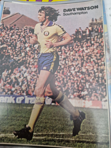 Football magazine pullout.signed by Saints Dave Watson