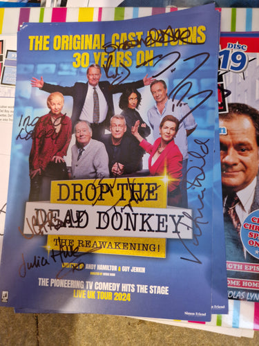 Drop the dead donkey signed flyer