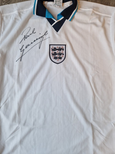 England Euro shirt signed by England legend Paul Gascoigne