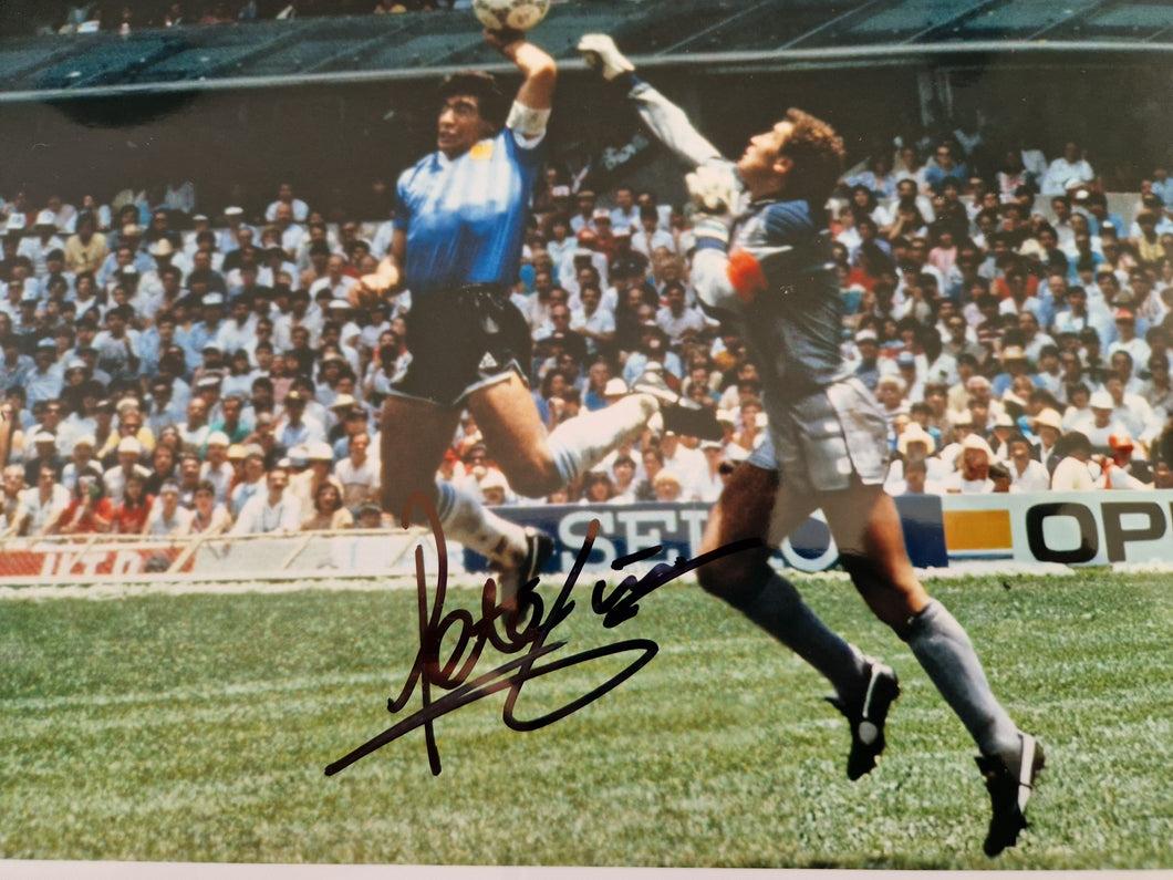 Hand of God photo.signed by  Peter Shilton