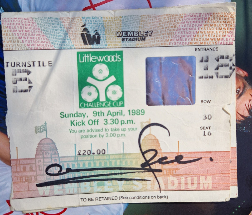 Stuart Pearce Signed Littlewoods cup final ticket.