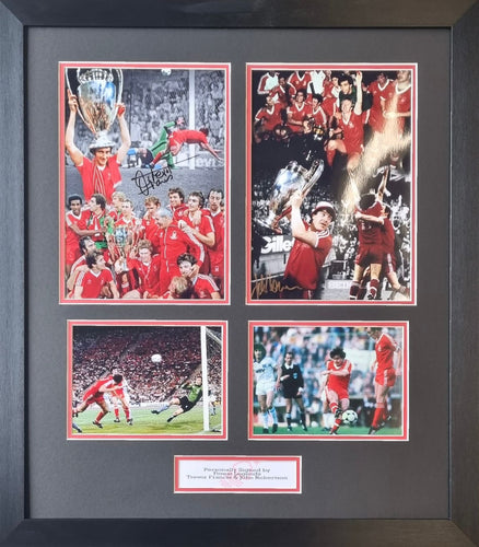 Nottingham Forest double signed European cup montage.Trevor Francis and John Robertson