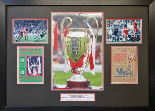 Nottingham Forest signed European cup montage.Trevor Francis and John Robertson