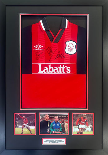 Nottingham Forest shirt signed by Clark.Collymore.Roy