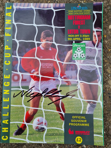 1989 Littlewoods cup final programme.signed by Nigel Clough