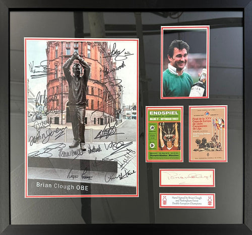 Brian Clough and Nottingham Forest signed European cup montage
