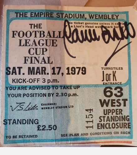 Orginal League cup final ticket signed by Garry Birtles